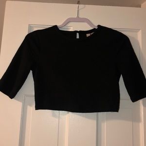 Forever21 small black crop top quarter sleeve